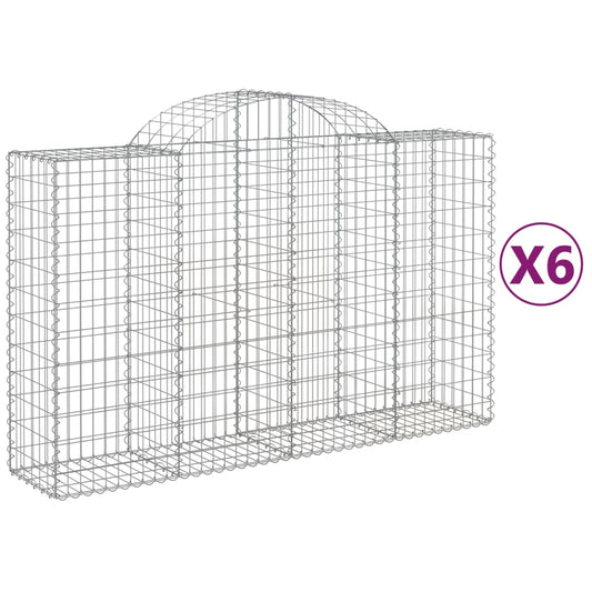 Cestas De Gaviones 6 Uds Forma De Arco Hierro 200x50x120/140 Cm_0