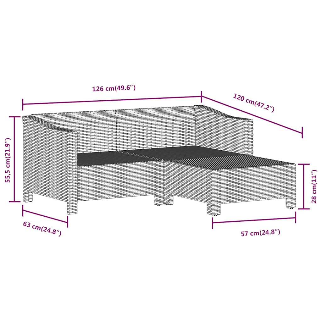 Vidaxl Set De Muebles De Jardín 3 Pzas Y Cojines Ratán Sintético Gris_2