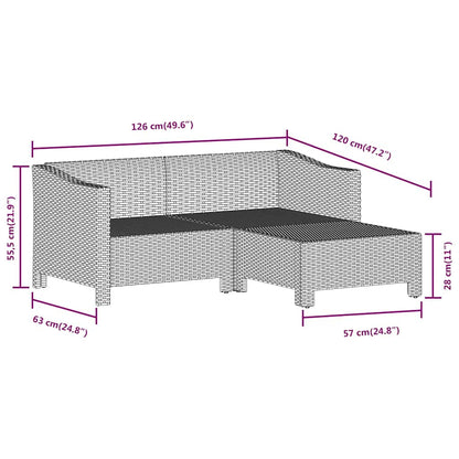 Vidaxl Set De Muebles De Jardín 3 Pzas Y Cojines Ratán Sintético Gris_2