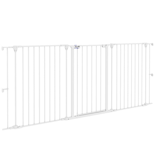Pawhut Barrera Para Perros Plegable De Acero Con 3 Paneles 206x90cm Blanco_0
