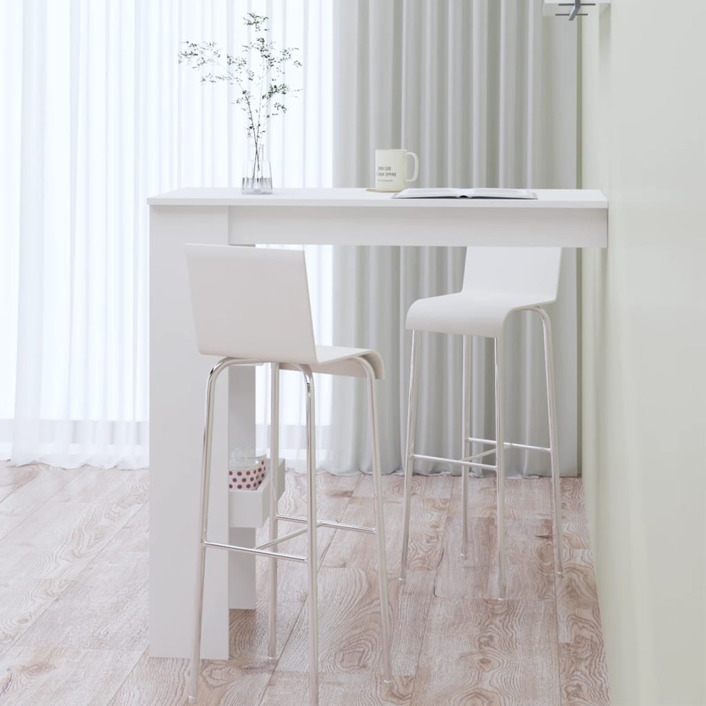 Mesa De Bar De Pared Madera Contrachapada Blanco 102x45x103,5cm_4