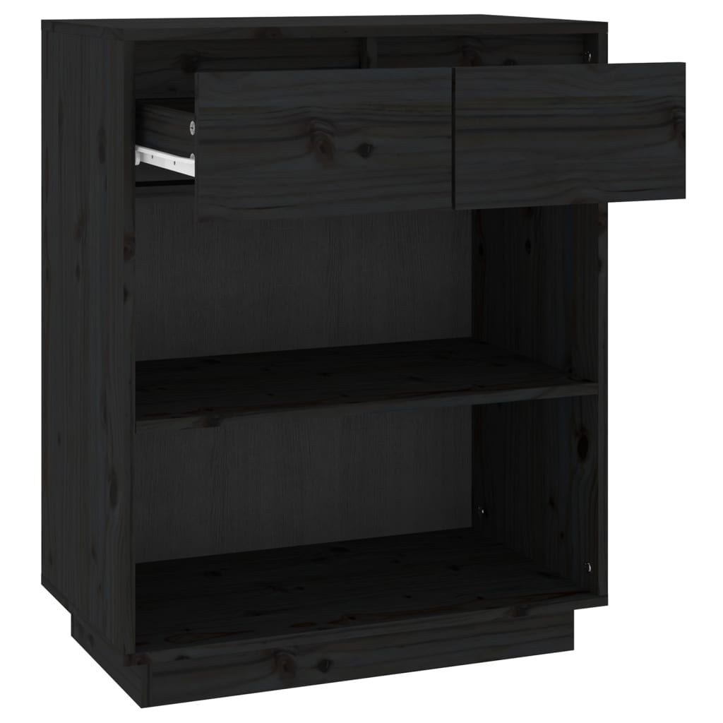 Mesa Consola De Madera Maciza De Pino Negro 60x34x75 Cm / Vetonek_0