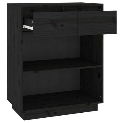 Mesa Consola De Madera Maciza De Pino Negro 60x34x75 Cm / Vetonek_0
