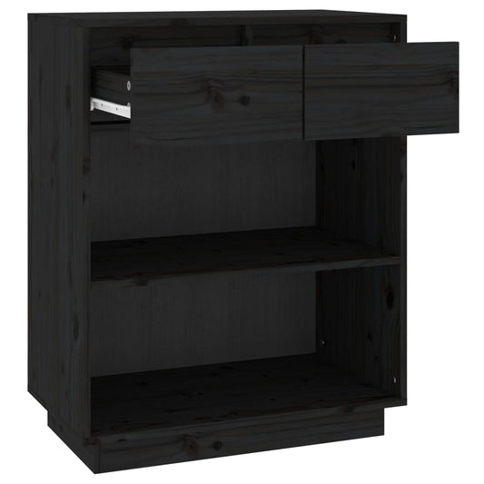 Mesa Consola De Madera Maciza De Pino Negro 60x34x75 Cm / Vetonek_0