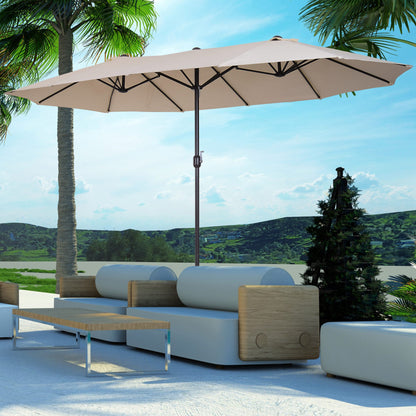 Sombrilla Doble Parasol Grande 4,55x2,65x2,38 M Con Manivela Manual Color Beige_1