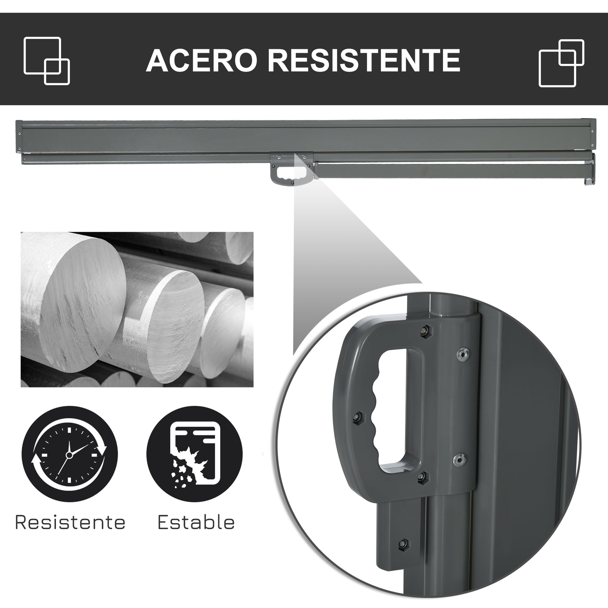 Outsunny Toldo Lateral Retráctil 300x160 Cm Pantalla Enrollable Para Jardín Gris_4