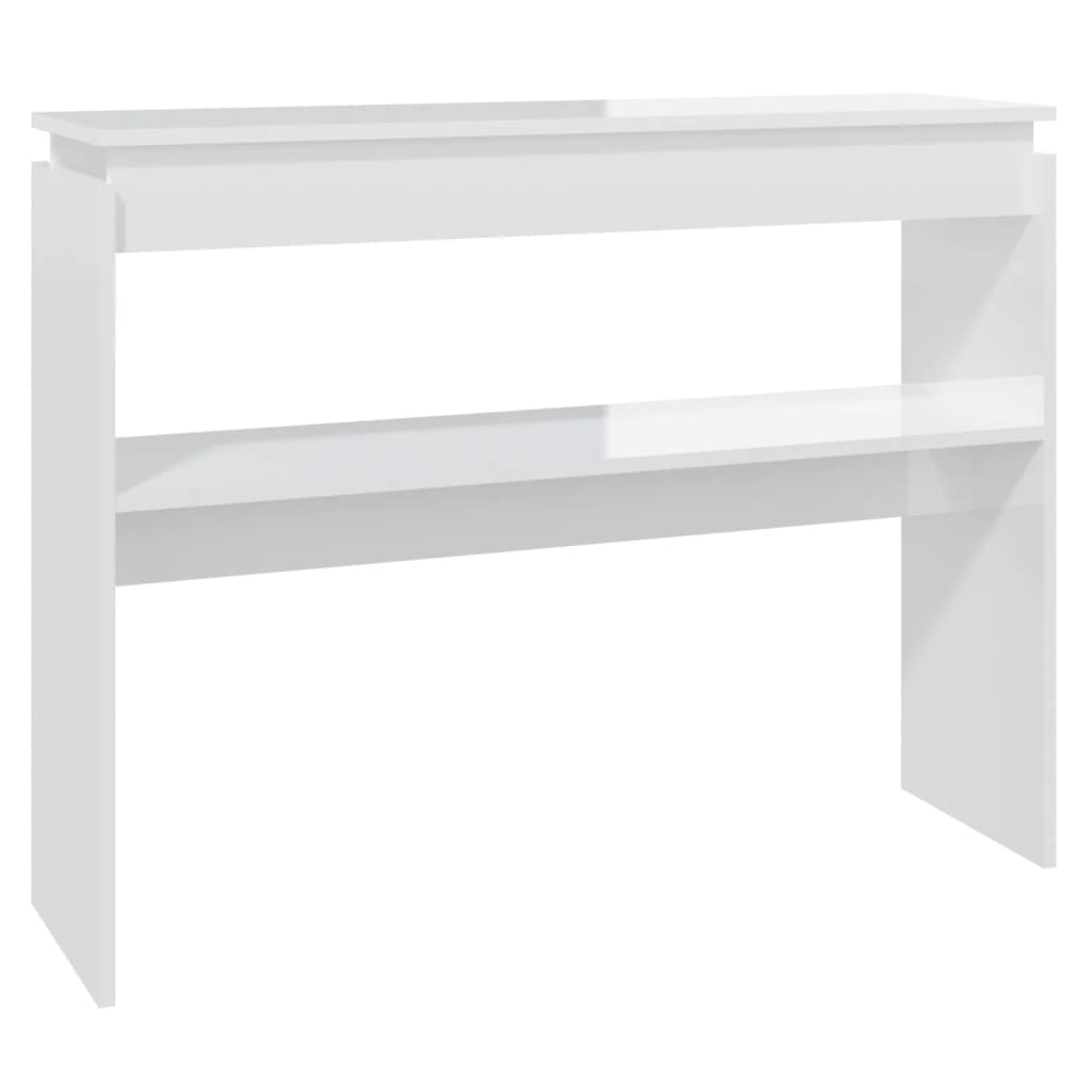 Mesa Consola Madera Contrachapada Blanco Brillante 102x30x80 Cm_0
