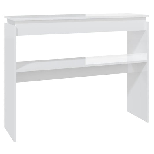 Mesa Consola Madera Contrachapada Blanco Brillante 102x30x80 Cm_0