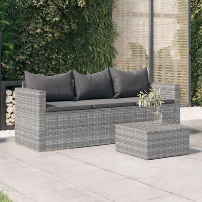 Vidaxl Sofá De Jardín De 3 Plazas Con Cojines Ratán Sintético Gris_1