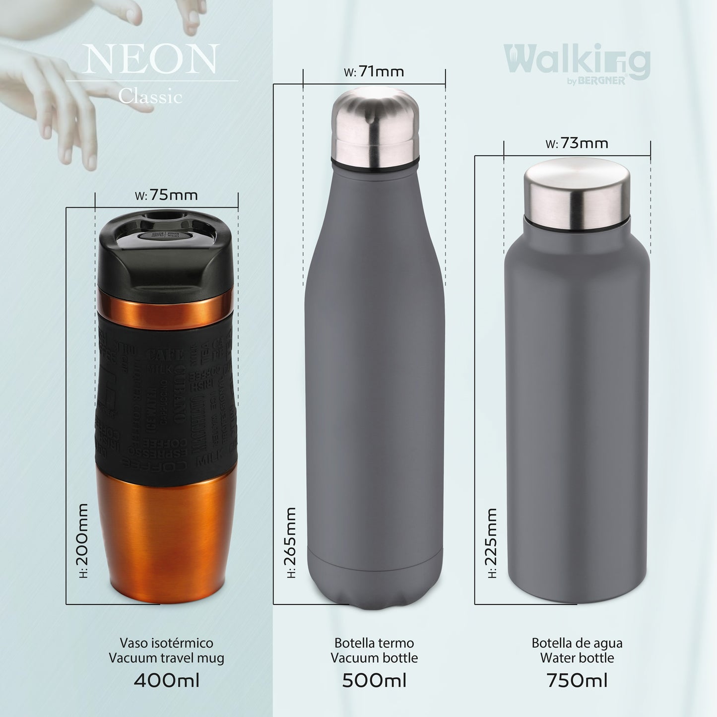 Termo Mug 400ml Acero Inoxidable Orange Neon Classic_2