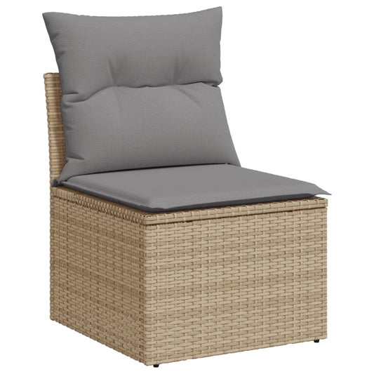 Set De Sofás De Jardín 11pzas Con Cojines Ratán Sintético Beige / Vetonek_0