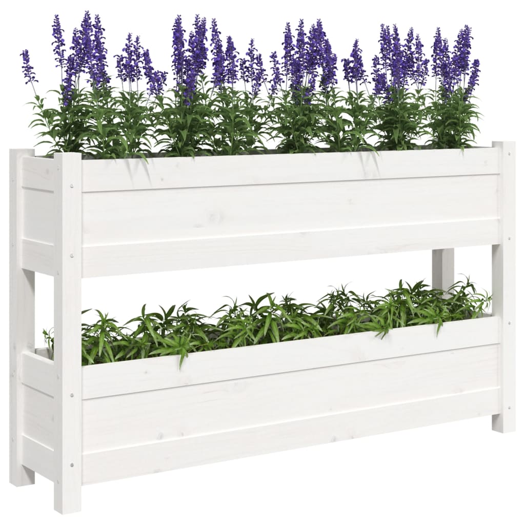 Jardinera De Madera Maciza De Pino Blanco 112x25x66 Cm_3