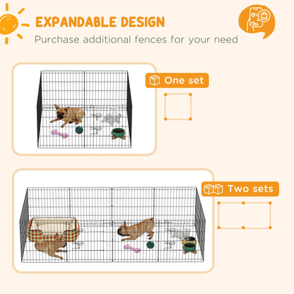 Pawhut Parque De Juegos Perros 8 Paneles 61x61 Cm Plegable De Metal Con Puerta_3
