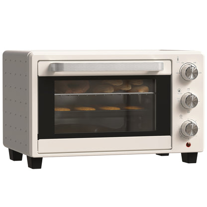 Homcom Horno Eléctrico De Sobremesa De 21l 1400w Con Temporizador Crema_0