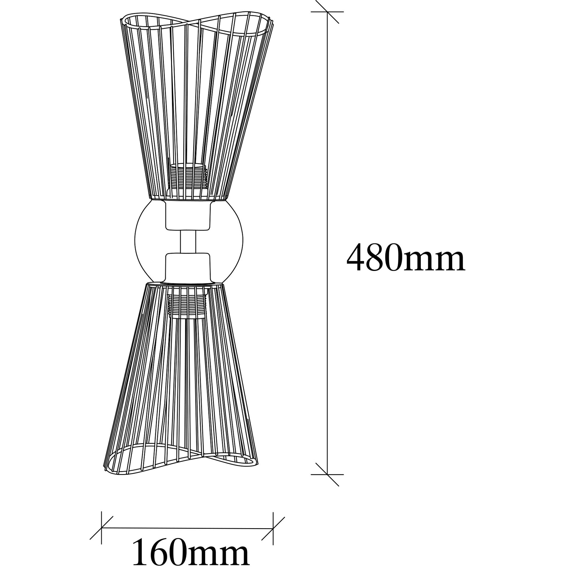 Aplique De Pared, Metal , Negro, 16x16x48, Casquillo 2 X E 27 Max 40 W_1