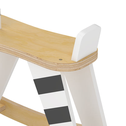 Caballito Balancín Bebés Aiyaplay Mdf, Tablero Multicapa Negro Y Blanco 68x26x53 Cm_4