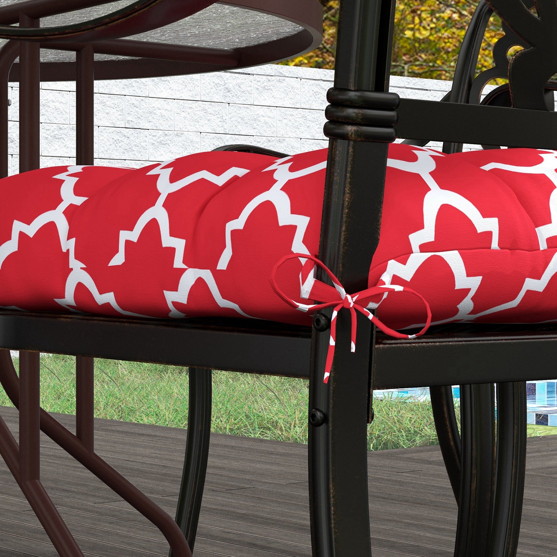 Outsunny Conjunto De Cojines Para Sillas De Comedor 48x48x7 Cm Rojo_4