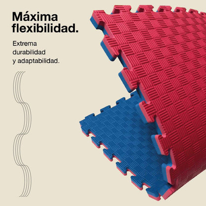Tatami Puzzle 2cm 100x100cm, Pack 4 Unidades – Superficie 5 Líneas Rojo/azul Jowy_5