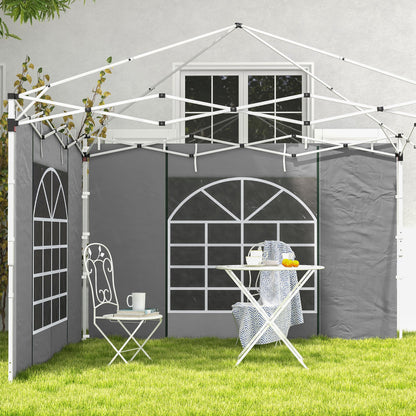 Outsunny Paredes Laterales Para Carpas De 2 Paneles 300x200 Cm Con Ventana Gris_3