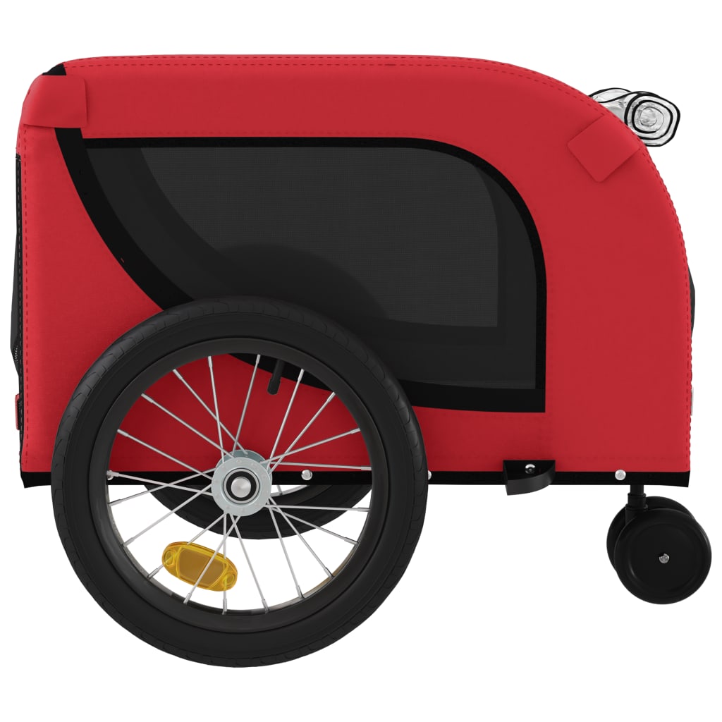 Vidaxl Remolque De Bicicleta Mascotas Hierro Tela Oxford Rojo Negro_5