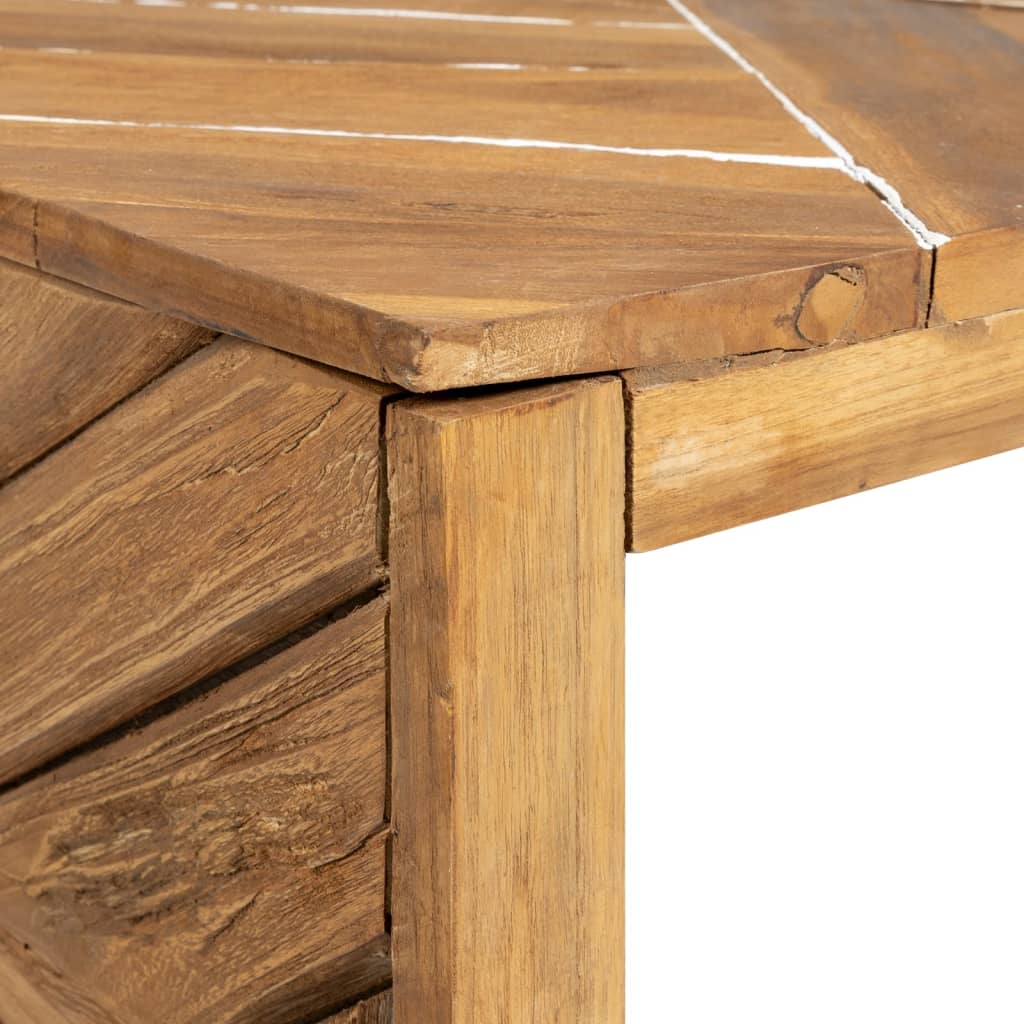 Mesa De Centro Madera Maciza De Teca Erosionada 110x35x38 Cm_3