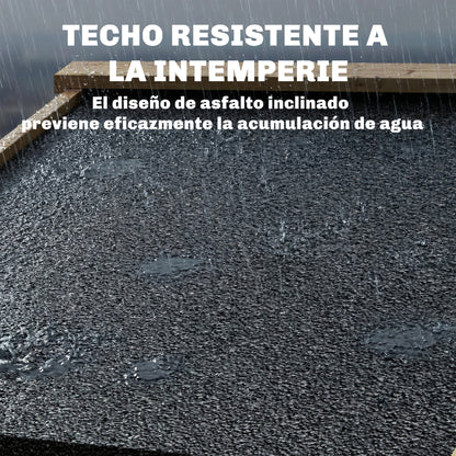 Armario De Exterior De Madera Con Techo De Asfalto 2 Puertas Ventiladas Estantes_4