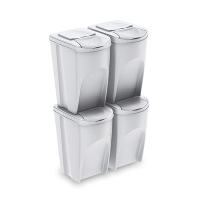 Set De 4 Cubos De Basura Keden Sortibox Papelera Reciclaje, Blanco Roto, Volumen 4x35l_1