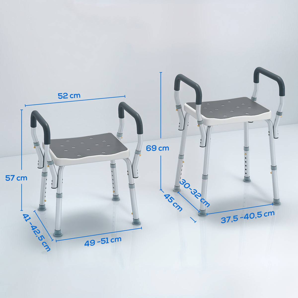 Homcom Taburete De Ducha Con Altura Regulable Antideslizante Carga 150 Kg_2