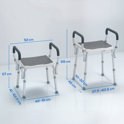 Homcom Taburete De Ducha Con Altura Regulable Antideslizante Carga 150 Kg_2