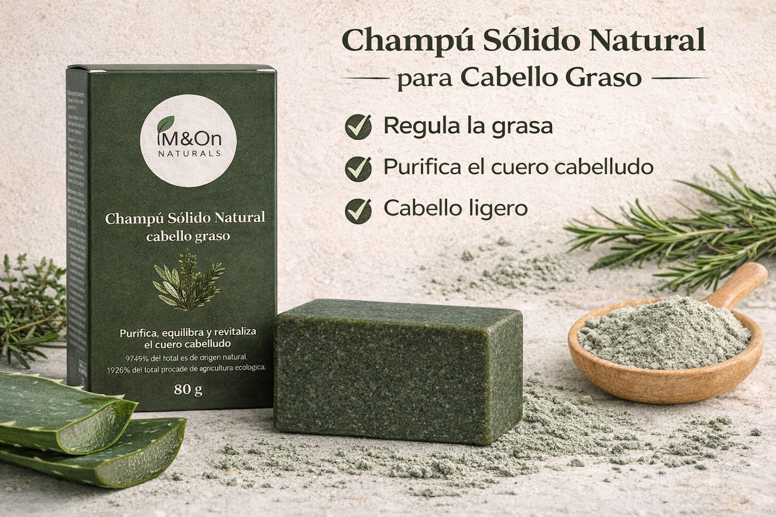 Champú Sólido Natural Para Cabello Graso 80 G | Purificante Y Equilibrante | M&on Naturals_1