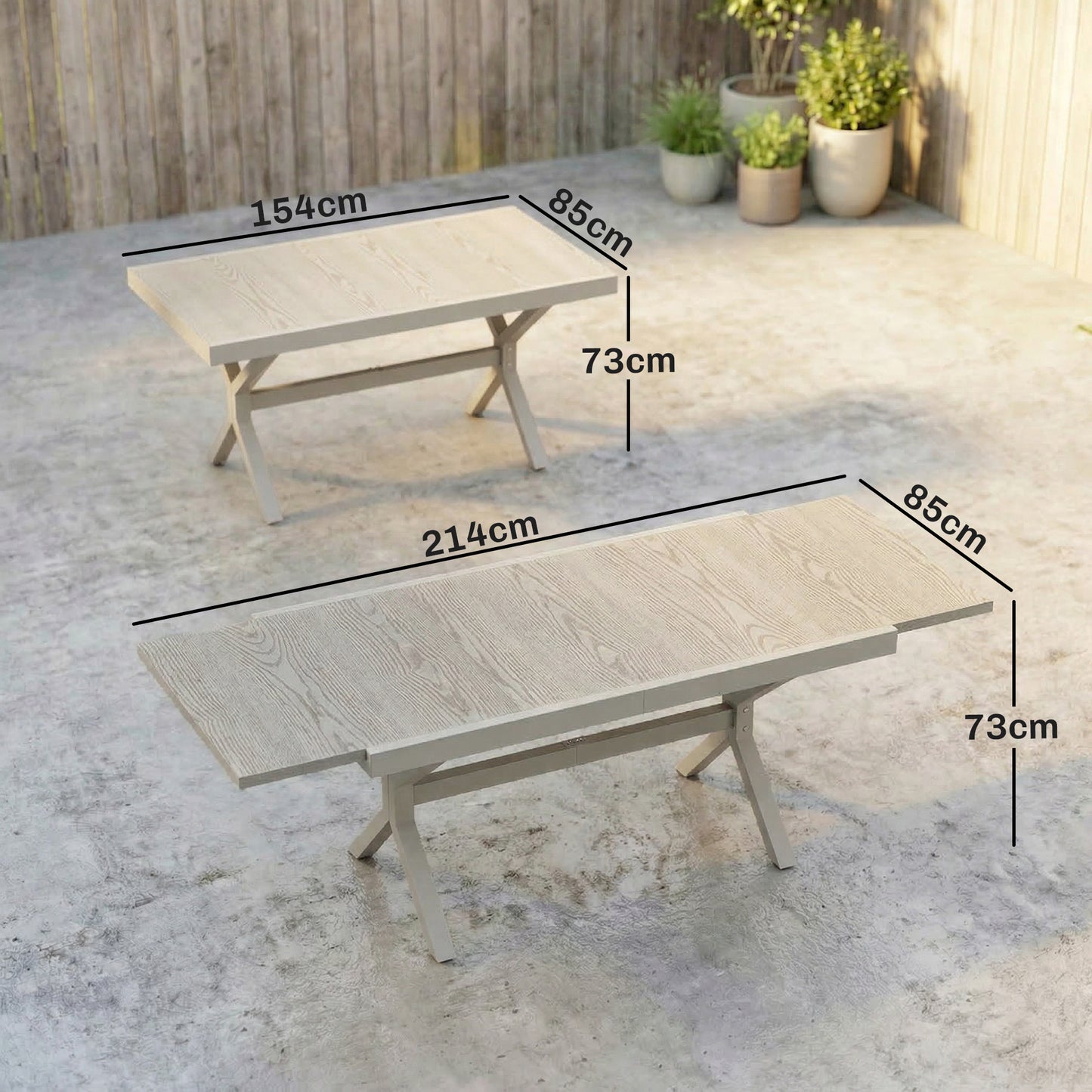 Outsunny Mesa De Jardín Exterior Extensible 154/214x85 Cm De Aluminio Acero Gris_2