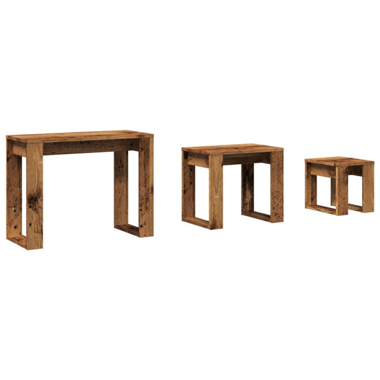 Mesas Apilables 3 Uds Madera De Ingeniería Madera Envejecida_0