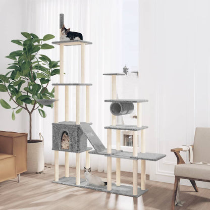 Vidaxl Rascador Para Gatos Con Postes De Sisal Gris Claro 279 Cm_1
