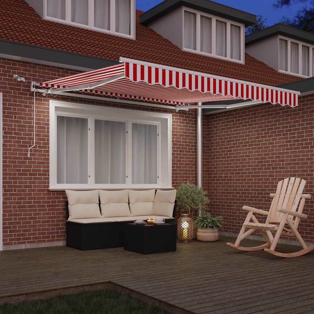 Toldo Retráctil Rojo Y Blanco 350 X 250 Cm Poliéster_2