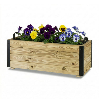 Jardinera De Madera Con Refuerzo De Aluminio 100x40x40 Cm Ghio Al Hortalia_0