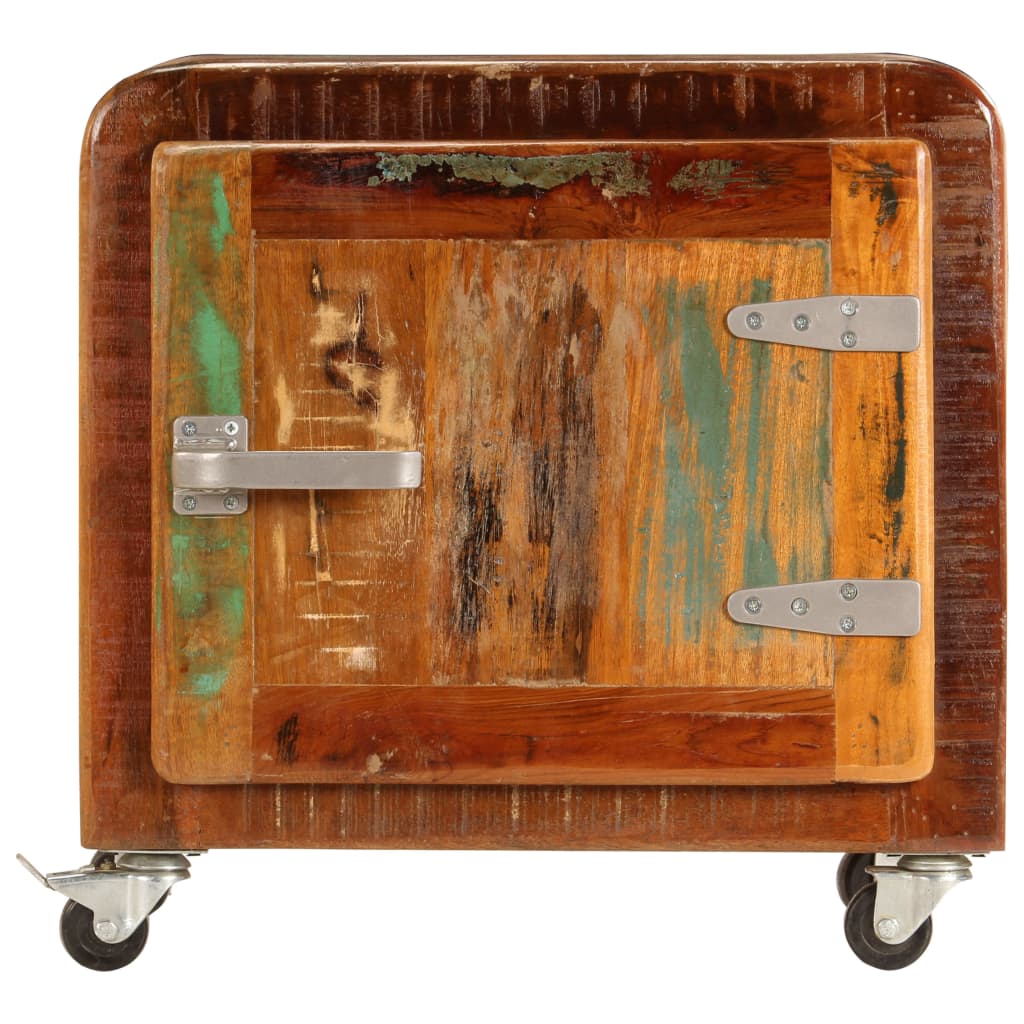 Mesita De Noche Madera Reciclada Maciza 50x30x50 Cm_0