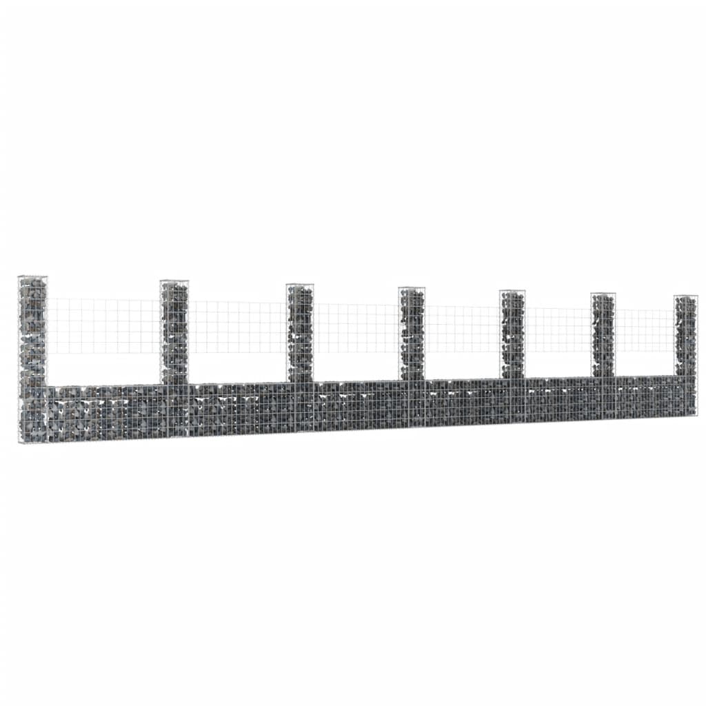 Cesta De Gaviones Forma De U 7 Postes De Hierro 740x20x150 Cm / Vetonek_0