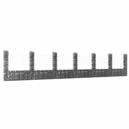Cesta De Gaviones Forma De U 7 Postes De Hierro 740x20x150 Cm / Vetonek_0