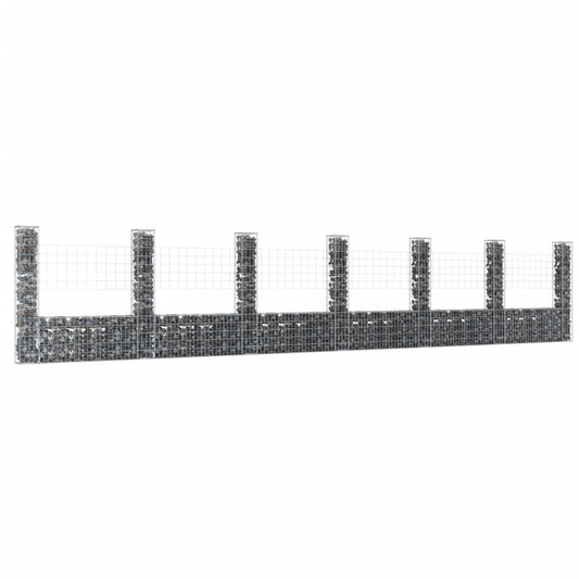 Cesta De Gaviones Forma De U 7 Postes De Hierro 740x20x150 Cm / Vetonek_0