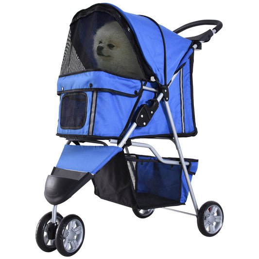 Pawhut Carrito Para Perros Plegable Con Cesta De Almacenaje 75x45x97 Cm Azul_0