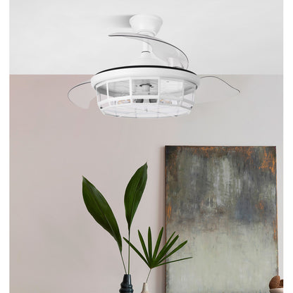 Ventilador Dc Tornado Blanco 5xe27 107d 3aspas Desplegables 6velocidades C/remoto Y Temporizador_3