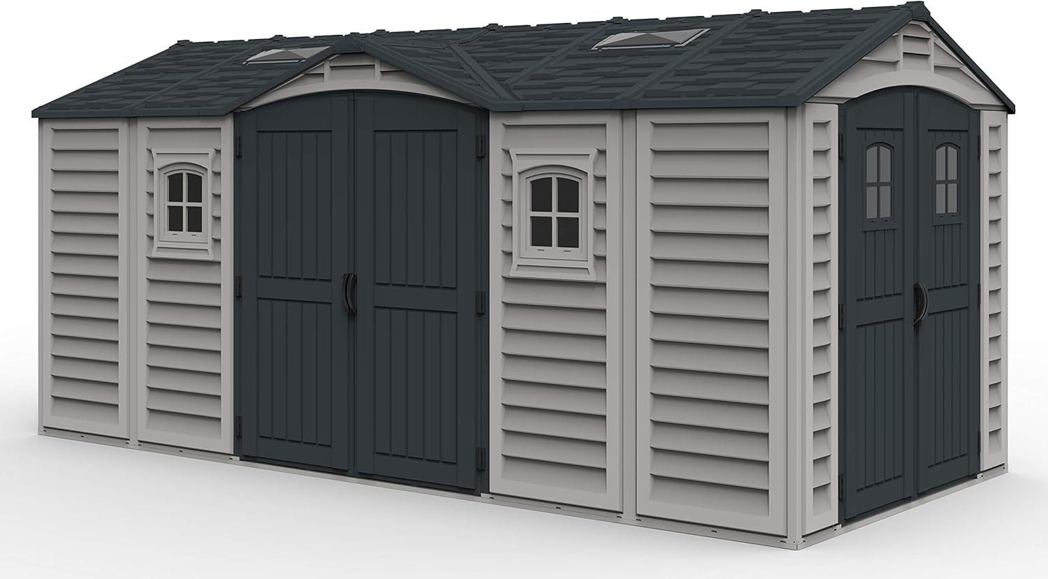 Duramax - Caseta Jardín - Apex Pro Plus 15x8 -  Pvc - Color Gris Claro Y Oscuro_0