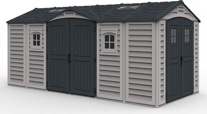 Duramax - Caseta Jardín - Apex Pro Plus 15x8 -  Pvc - Color Gris Claro Y Oscuro_0