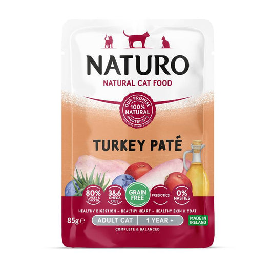 12 Sobres de Comida para Gato Adulto Naturo en Paté de Pavo 12x85g