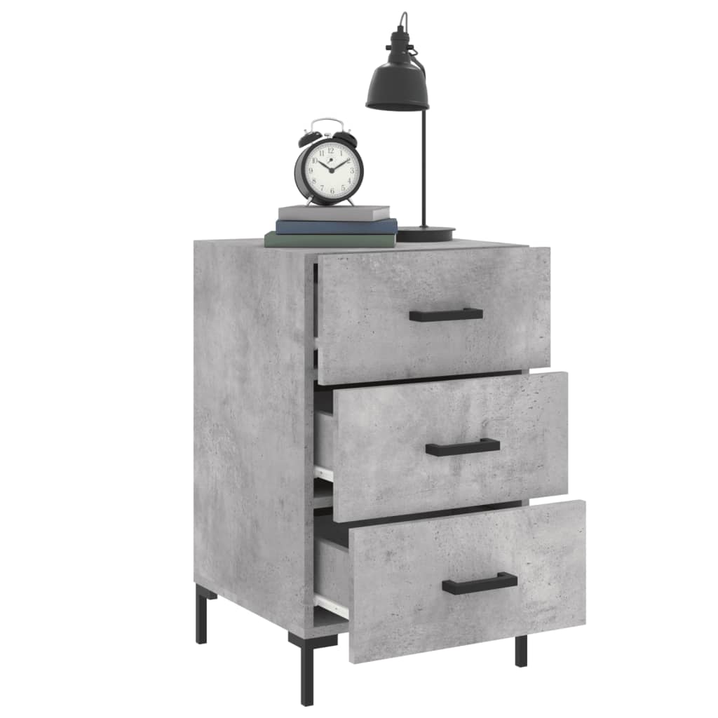 Mesita De Noche Madera De Ingeniería Gris Hormigón 40x40x66 Cm_2
