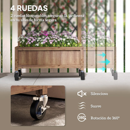 Outsunny Juego De 2 Jardineras Con Enrejado Metálico 52x25x97 Cm Natural_5