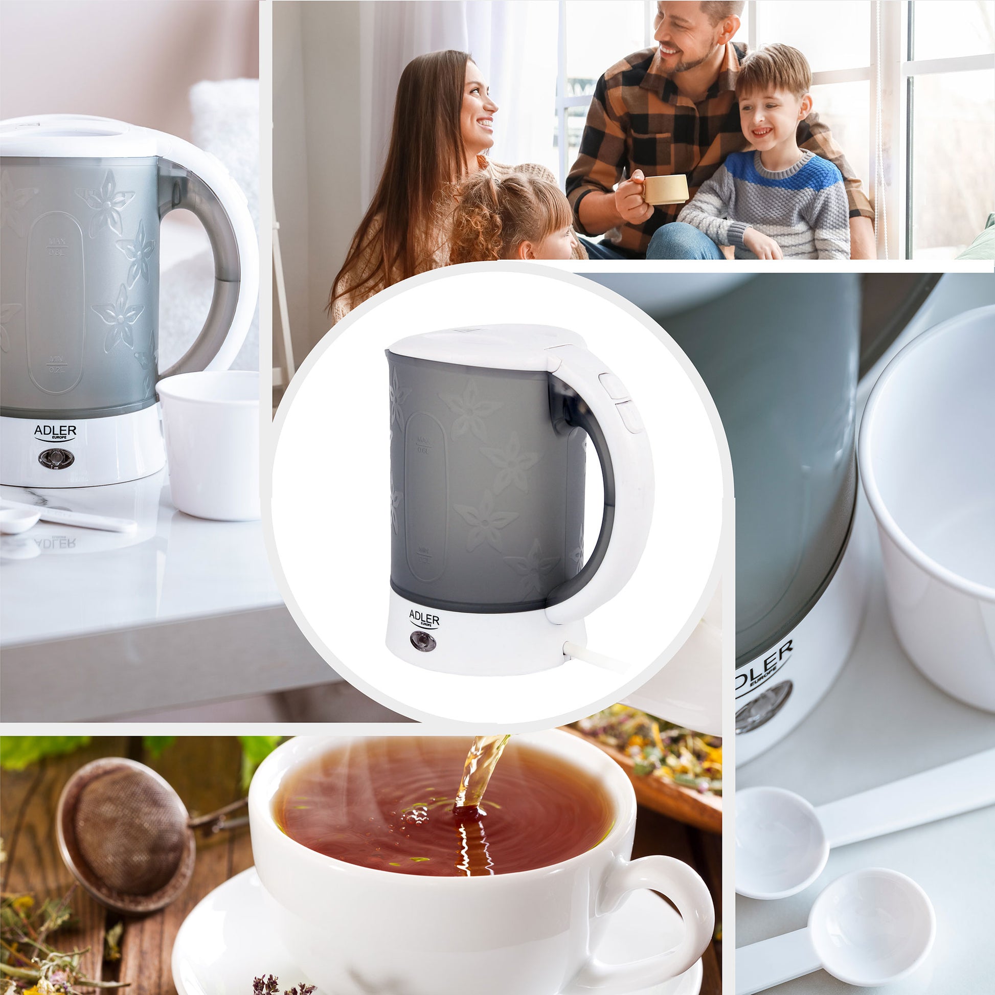 Adler Hervidor De Agua Eléctrico De Viaje 0,6 L Sin Bpa, Apagado Automático, Resistencia Acero Inox, Ad126,blanco/gris_3