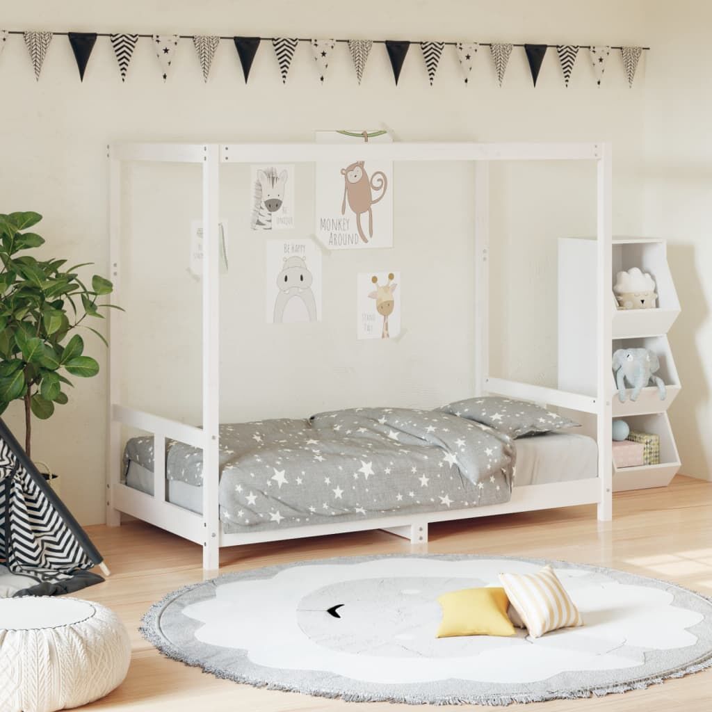 Vidaxl Estructura De Cama Para Niños Madera De Pino Blanco 80x160 Cm_1
