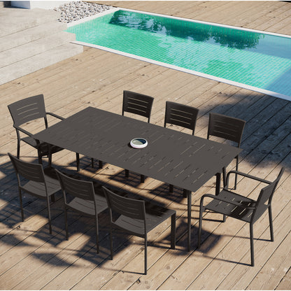 Mesa De Jardín Rectangular 8 Personas Inari Aluminio Negro 200x100cm - Muebles De Jardín_4