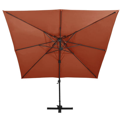 Vidaxl Sombrilla Jardín Voladiza Cubierta Doble Terracota 300x300 Cm_1